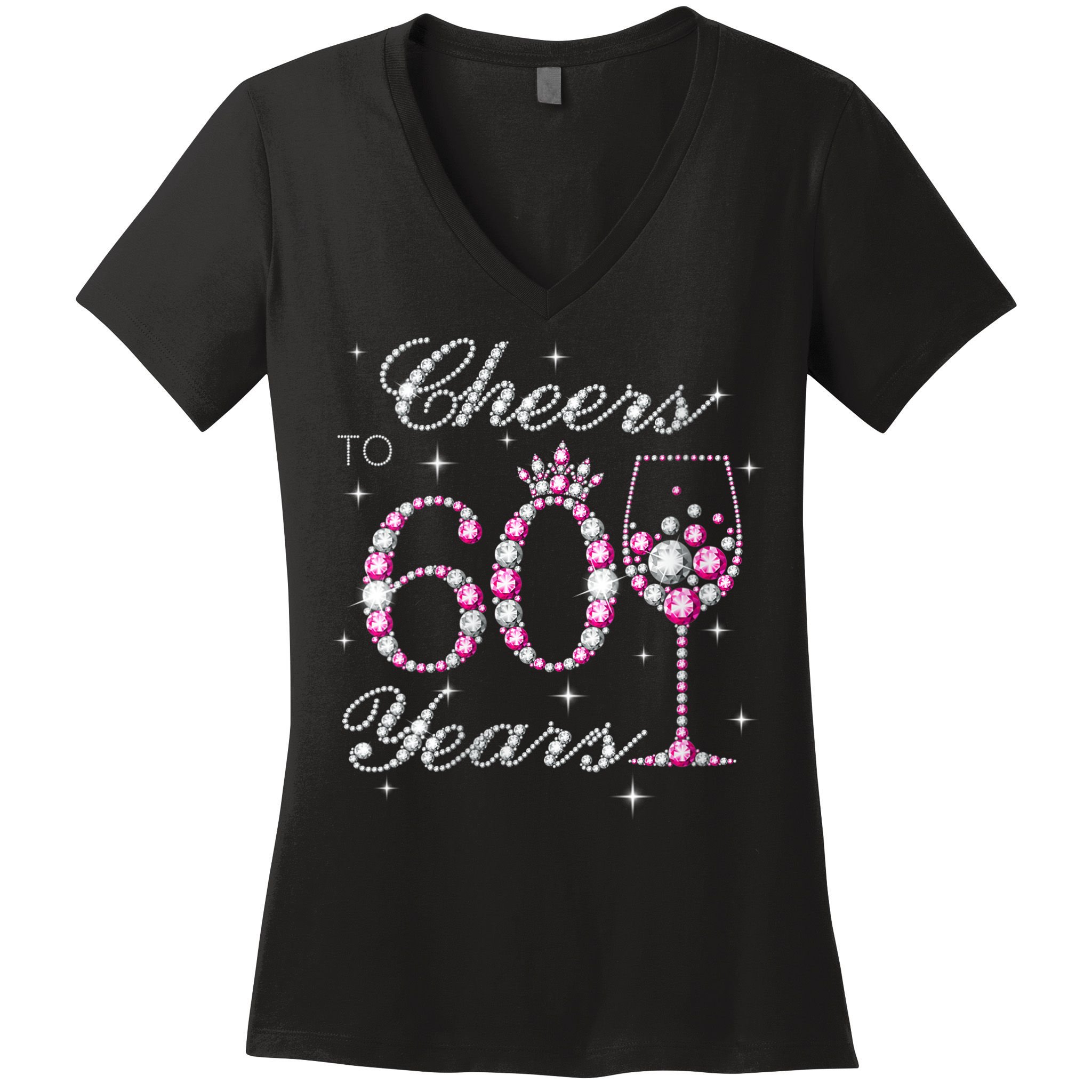 WoM.e.ns Cheers to 60 Years 60th Birthday Party 60 Years Old V-Neck Women's V-Neck T-Shirt