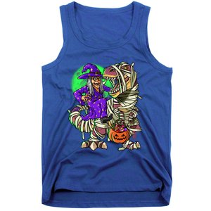 Witch Costume Trex Mummy Halloween T Rex Dinosaur Witch Gift Tank Top