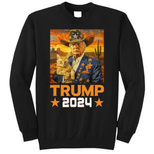 Western Cowboy Trump 2024 And Cat Patriotic Sweatshirt