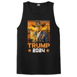 Western Cowboy Trump 2024 And Cat Patriotic PosiCharge Competitor Tank