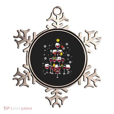 Wine Christmas Tree Xmas Pajamas Pjs Gift Metallic Star Ornament