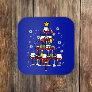 Wine Christmas Tree Xmas Pajamas Pjs Gift Coaster