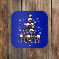 Wine Christmas Tree Xmas Pajamas Pjs Gift Coaster