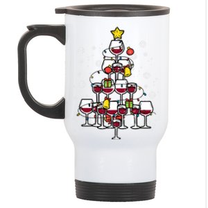 Wine Christmas Tree Xmas Pajamas Pjs Gift Stainless Steel Travel Mug