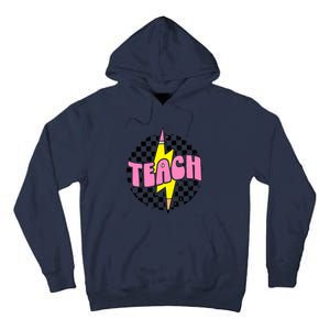 Women Checkered Teach Pencil Lightning Bolt Back To School Tall Hoodie