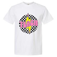 Women Checkered Teach Pencil Lightning Bolt Back To School Garment-Dyed Heavyweight T-Shirt