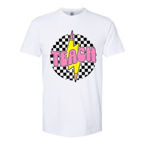 Women Checkered Teach Pencil Lightning Bolt Back To School Softstyle CVC T-Shirt