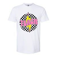 Women Checkered Teach Pencil Lightning Bolt Back To School Softstyle CVC T-Shirt