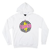 Women Checkered Teach Pencil Lightning Bolt Back To School Hoodie