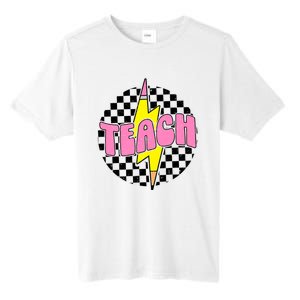 Women Checkered Teach Pencil Lightning Bolt Back To School Tall Fusion ChromaSoft Performance T-Shirt