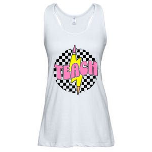 Women Checkered Teach Pencil Lightning Bolt Back To School Ladies Essential Flowy Tank