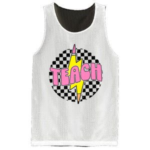 Women Checkered Teach Pencil Lightning Bolt Back To School Mesh Reversible Basketball Jersey Tank