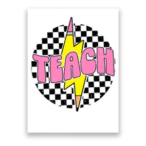 Women Checkered Teach Pencil Lightning Bolt Back To School Poster