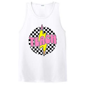 Women Checkered Teach Pencil Lightning Bolt Back To School PosiCharge Competitor Tank