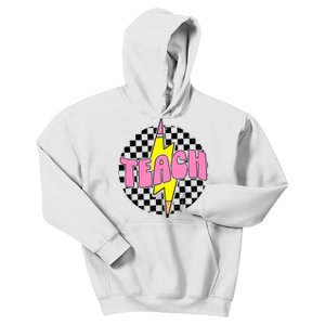 Women Checkered Teach Pencil Lightning Bolt Back To School Kids Hoodie