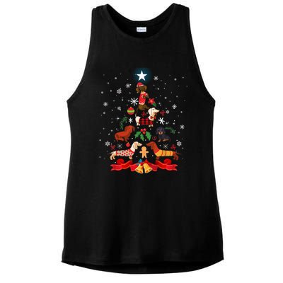 Weenie Christmas Tree Dog Xmas Costume Gift Gift Ladies PosiCharge Tri-Blend Wicking Tank