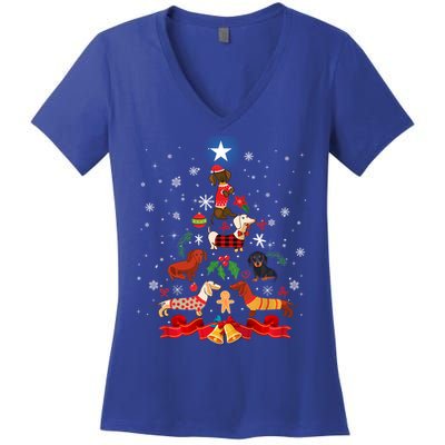 Weenie Christmas Tree Dog Xmas Costume Gift Gift Women's V-Neck T-Shirt