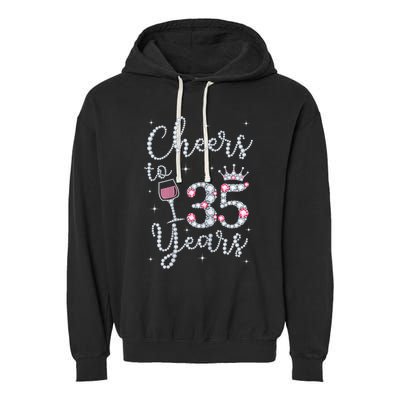 Wo Cheers to 35 Years 1984 35Th Birthday Present Gift Tee For Wo Garment-Dyed Fleece Hoodie