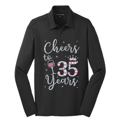 Wo Cheers to 35 Years 1984 35Th Birthday Present Gift Tee For Wo Silk Touch Performance Long Sleeve Polo