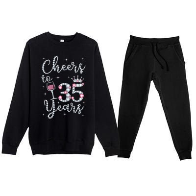 Wo Cheers to 35 Years 1984 35Th Birthday Present Gift Tee For Wo Premium Crewneck Sweatsuit Set