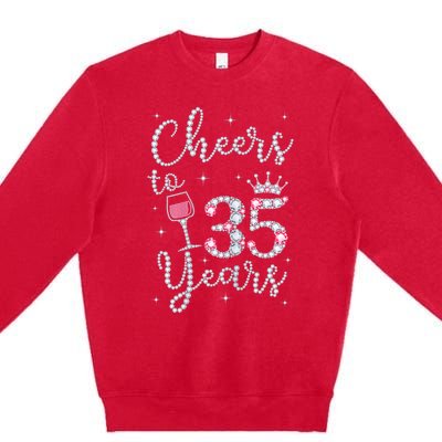 Wo Cheers to 35 Years 1984 35Th Birthday Present Gift Tee For Wo Premium Crewneck Sweatshirt