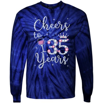 Wo Cheers to 35 Years 1984 35Th Birthday Present Gift Tee For Wo Tie-Dye Long Sleeve Shirt