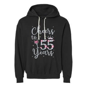 Wo Cheers to 55 Years 1964 55Th Birthday Present Gift Tee For Wo Garment-Dyed Fleece Hoodie