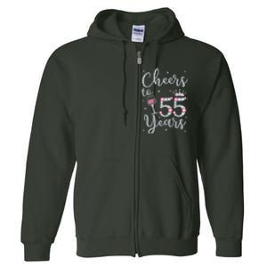 Wo Cheers to 55 Years 1964 55Th Birthday Present Gift Tee For Wo Full Zip Hoodie