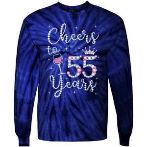 Wo Cheers to 55 Years 1964 55Th Birthday Present Gift Tee For Wo Tie-Dye Long Sleeve Shirt