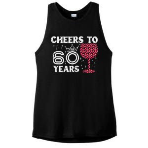 Wo Cheers To 60 Years 60th Birthday Party 60 Years Old Wo Ladies PosiCharge Tri-Blend Wicking Tank