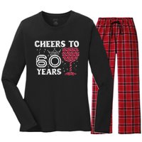 Wo Cheers To 60 Years 60th Birthday Party 60 Years Old Wo Women's Long Sleeve Flannel Pajama Set 