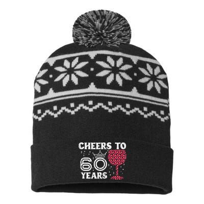 Wo Cheers To 60 Years 60th Birthday Party 60 Years Old Wo USA-Made Snowflake Beanie