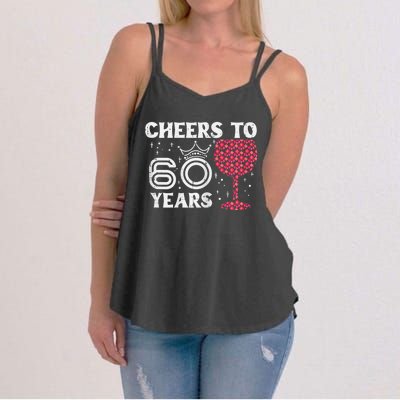 Wo Cheers To 60 Years 60th Birthday Party 60 Years Old Wo Women's Strappy Tank