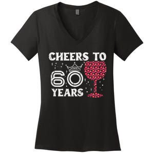 Wo Cheers To 60 Years 60th Birthday Party 60 Years Old Wo Women's V-Neck T-Shirt