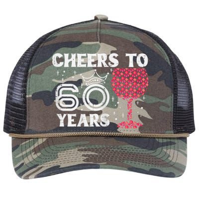 Wo Cheers To 60 Years 60th Birthday Party 60 Years Old Wo Retro Rope Trucker Hat Cap