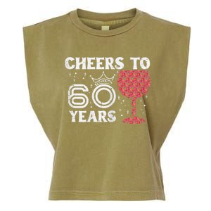 Wo Cheers To 60 Years 60th Birthday Party 60 Years Old Wo Garment-Dyed Women's Muscle Tee