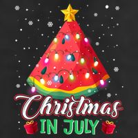 Watermelon Christmas Tree Christmas In July Summer Vacation 7 Panel Mesh Trucker Snapback Hat
