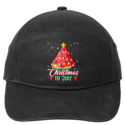 Watermelon Christmas Tree Christmas In July Summer Vacation 7-Panel Snapback Hat