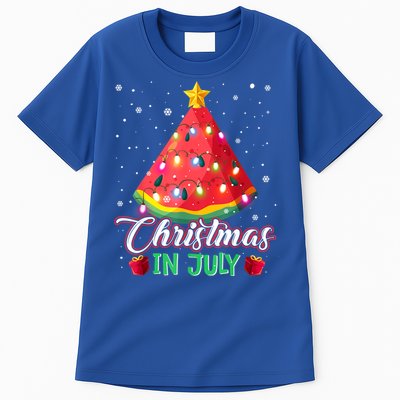 Watermelon Christmas Tree Christmas In July Summer Vacation Tall T-Shirt