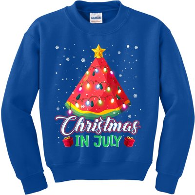 Watermelon Christmas Tree Christmas In July Summer Vacation Kids Sweatshirt