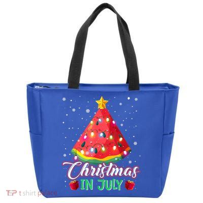 Watermelon Christmas Tree Christmas In July Summer Vacation Zip Tote Bag
