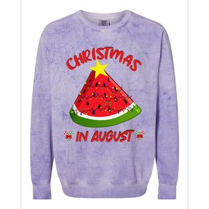 Watermelon Christmas Tree Christmas In August Summer Colorblast Crewneck Sweatshirt