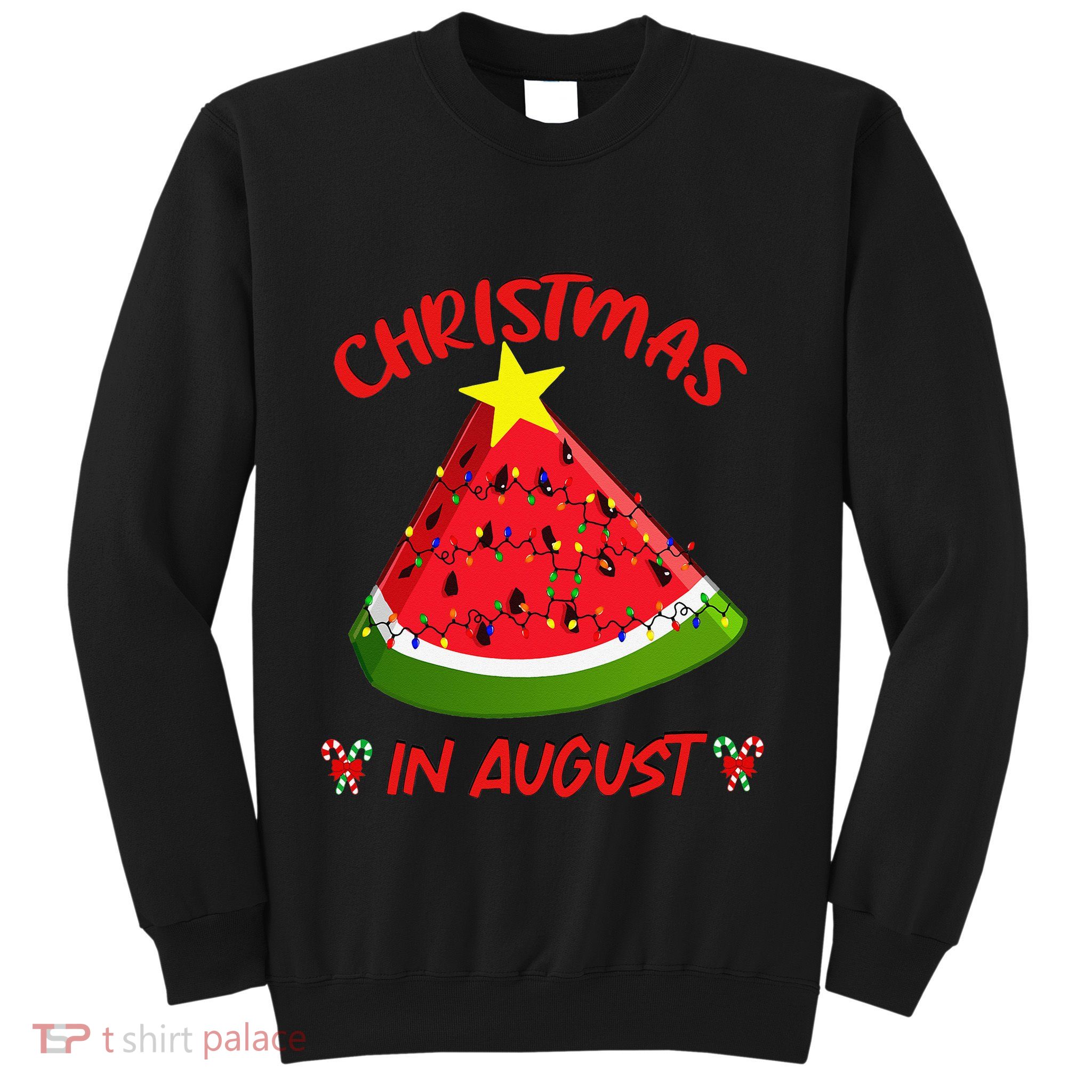 Watermelon Christmas Tree Christmas In August Summer Sweatshirt