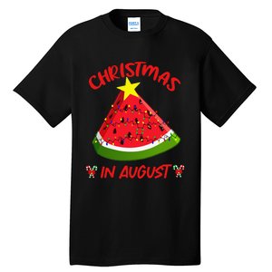 Watermelon Christmas Tree Christmas In August Summer Tall T-Shirt