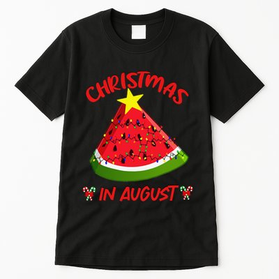 Watermelon Christmas Tree Christmas In August Summer Tall T-Shirt