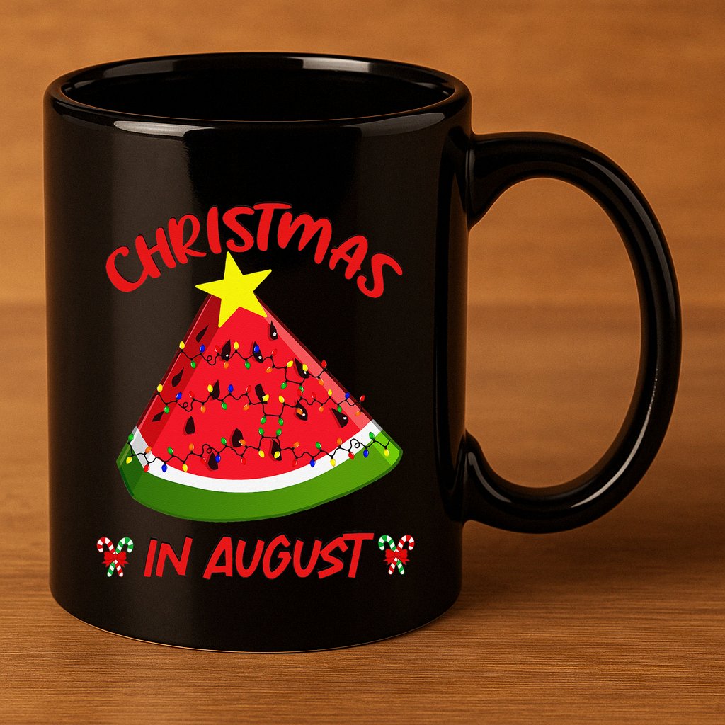 Watermelon Christmas Tree Christmas In August Summer 11oz C Handle Ceramic Mug