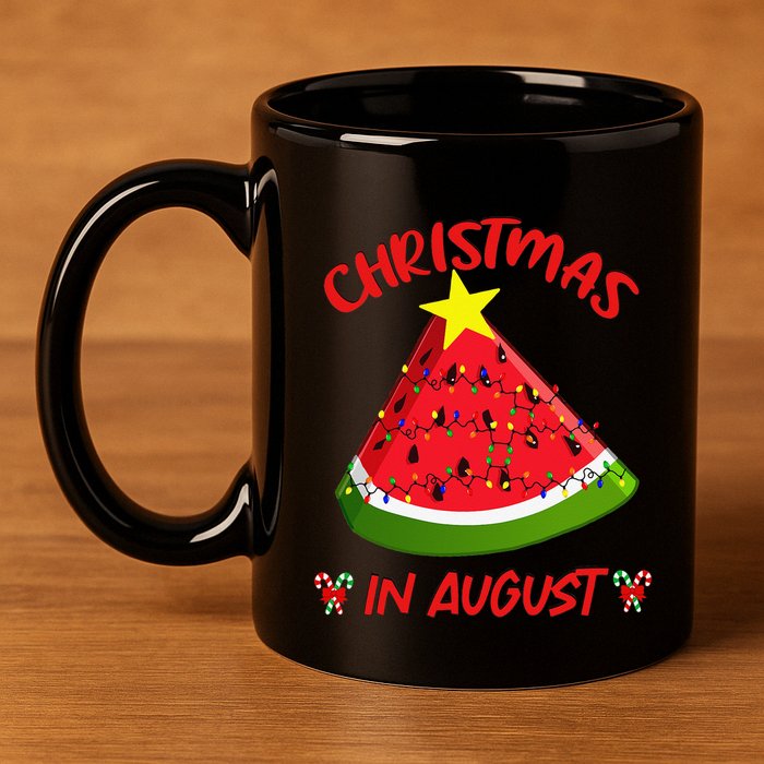 Watermelon Christmas Tree Christmas In August Summer 11oz C Handle Ceramic Mug
