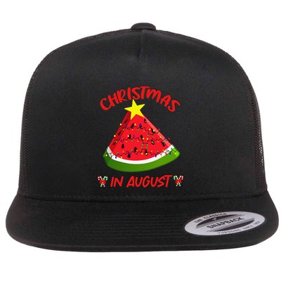 Watermelon Christmas Tree Christmas In August Summer Flatbill Hat