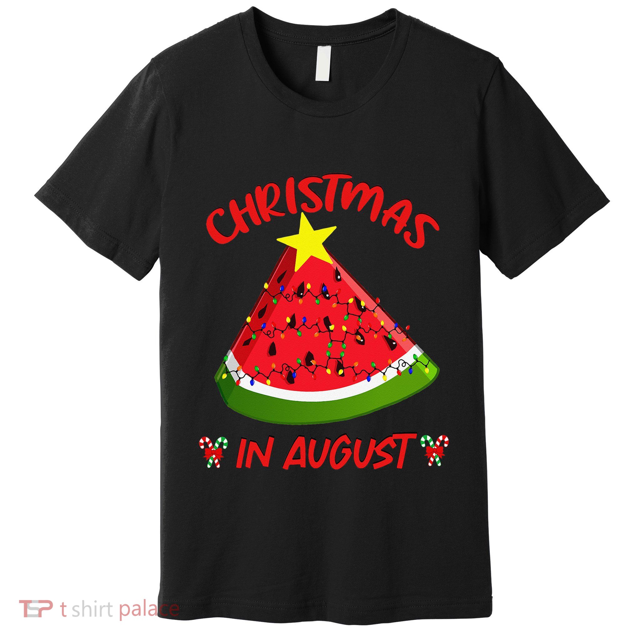 Watermelon Christmas Tree Christmas In August Summer Premium T-Shirt