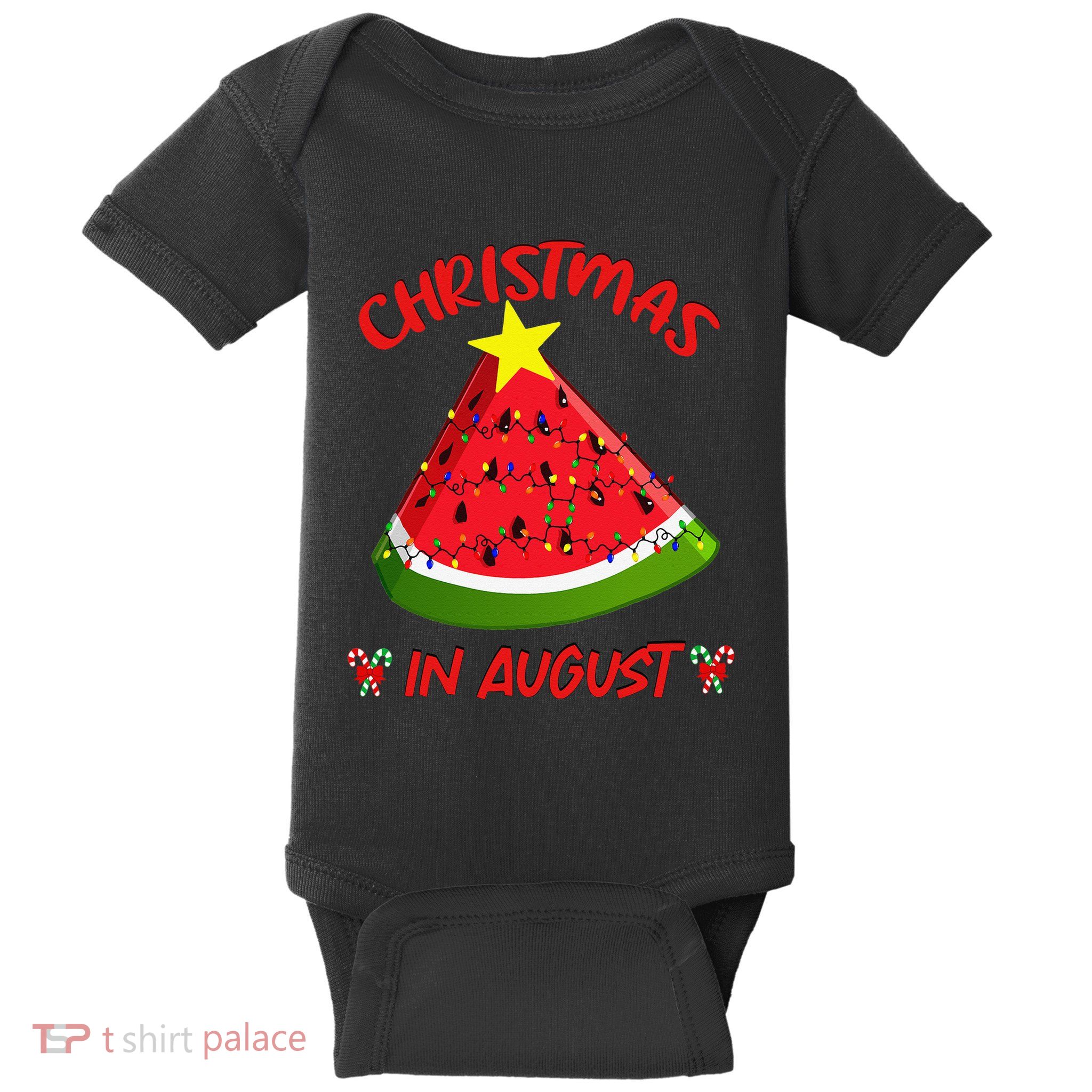 Watermelon Christmas Tree Christmas In August Summer Baby Bodysuit